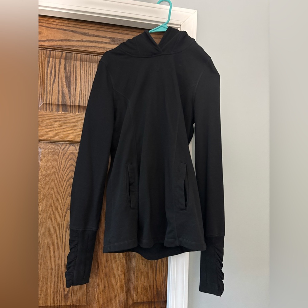 Ptula Black Hooded Pullover Sweatshirt